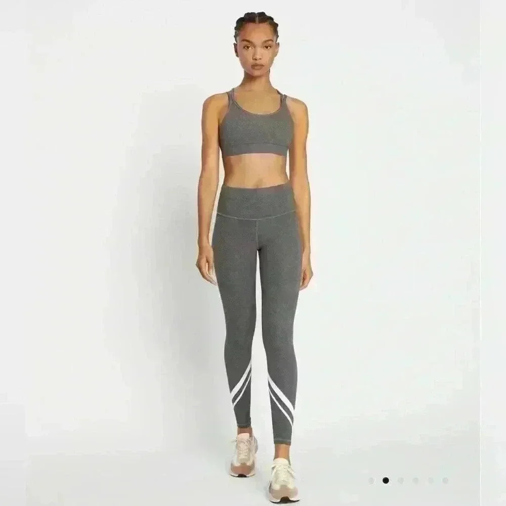 Tory Burch HIGH-RISE COMPRESSION LEGGINGS, Grey, XS